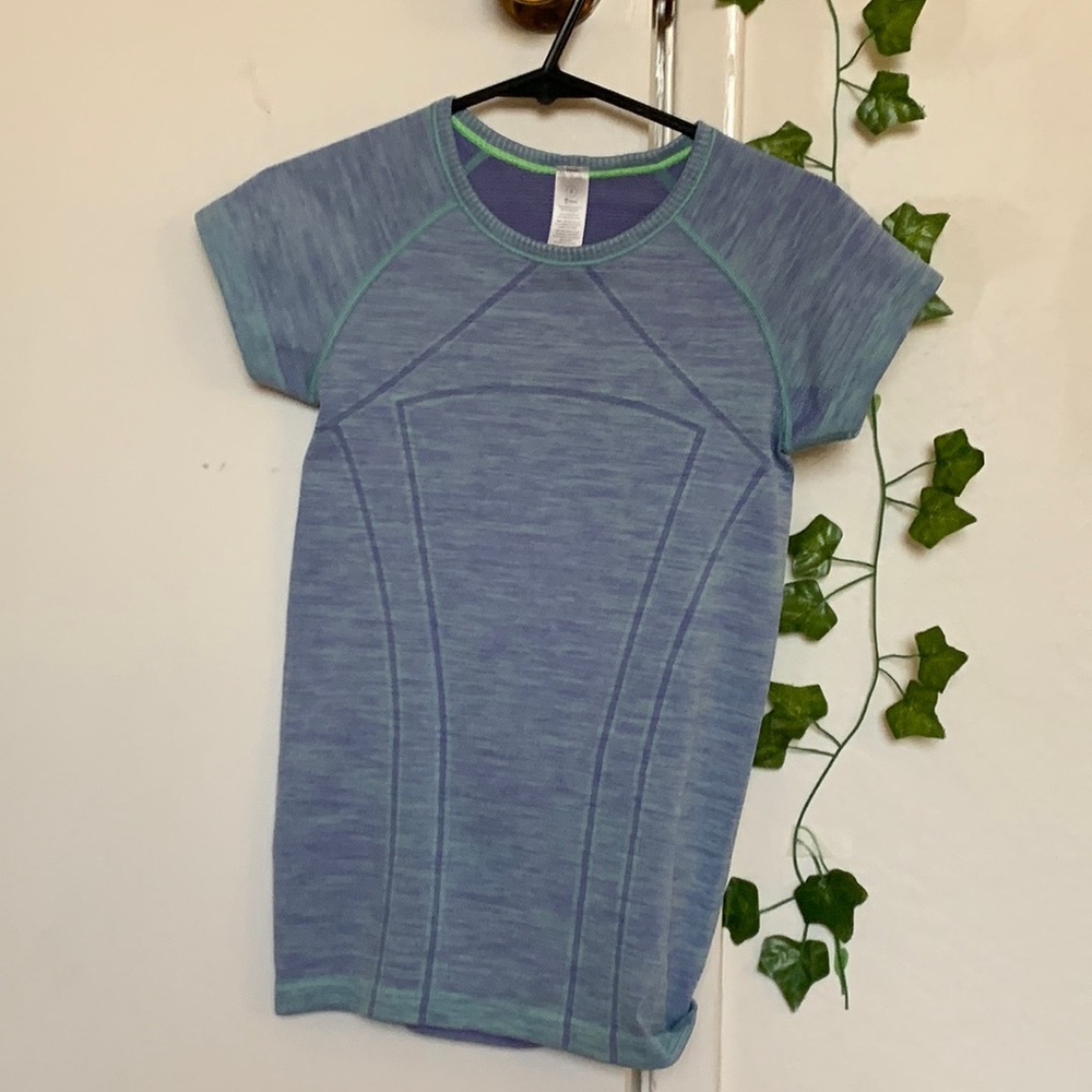 Blue-green kids workout shirt girls
